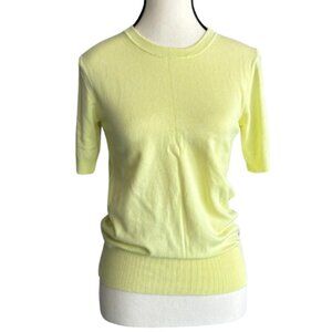 ZARA SOFT YELLOW KNIT SHORT SLEEVE TOP, SZ. M